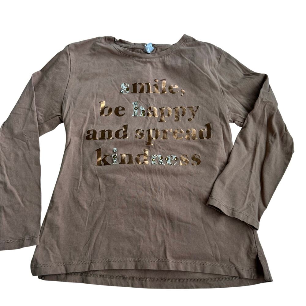 Zara Graphic Long Sleeve Top - Size 8 - Metallic Letters